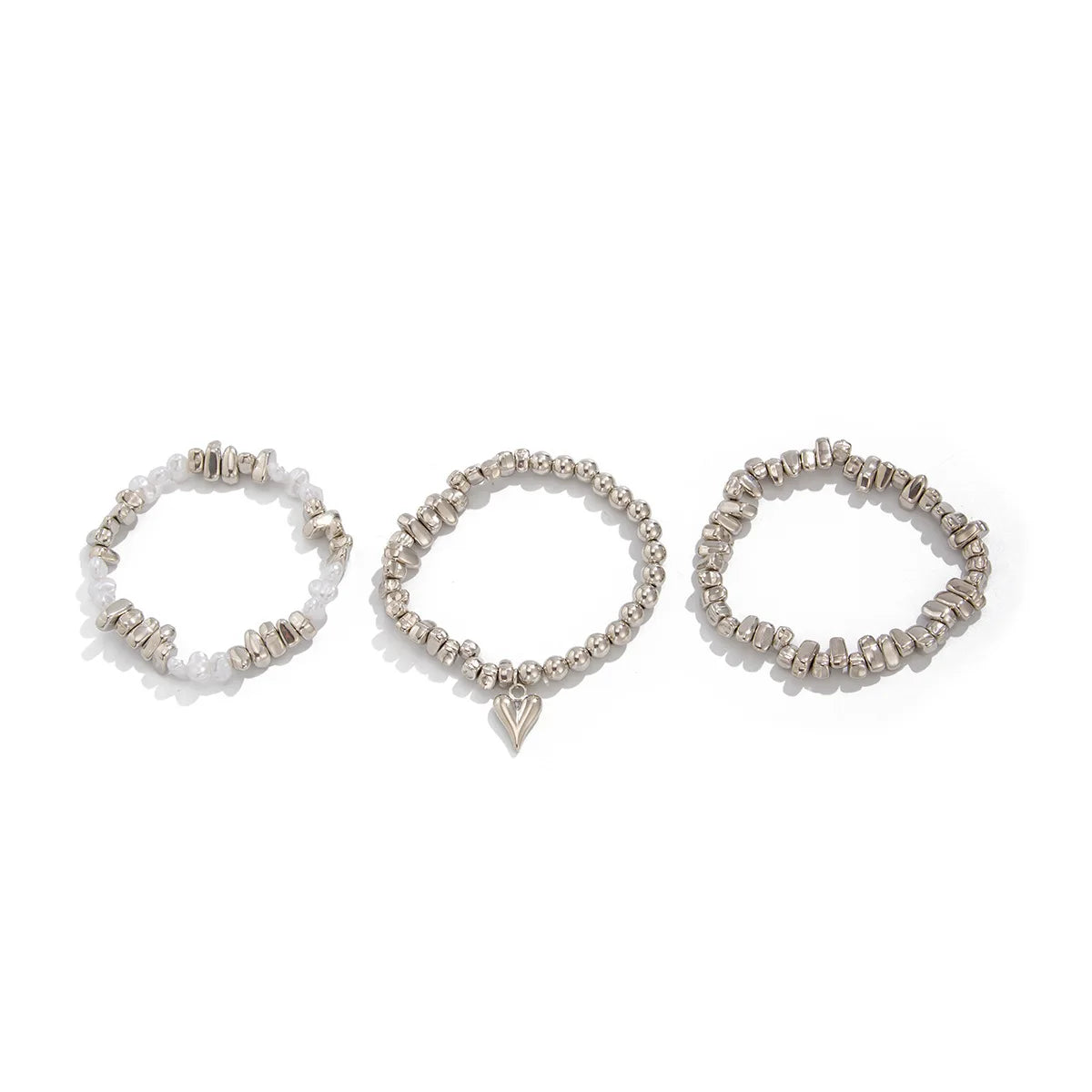 Retro Pearl Bead Bracelet | Multi-Layer Heart Pendant Elastic Bracelet for Women