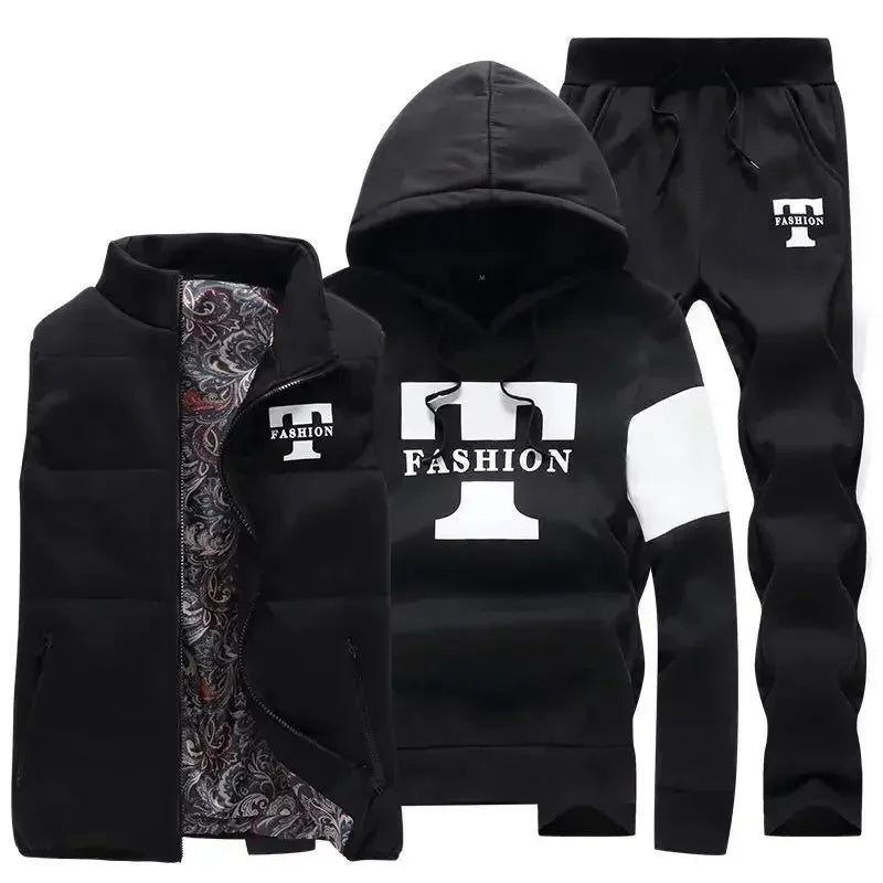 Men's 3-Piece Hoodie, Vest & Pants Set