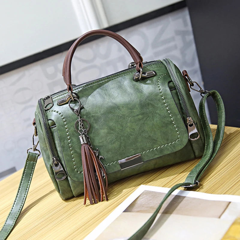 Tassel Decor Large Capacity Boston Crossbody