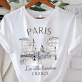 90s T Shirt Paris Women Print T-shirt Girl Short Sve Crew Neck Casual Top for Summer Spring Women's Clothing
