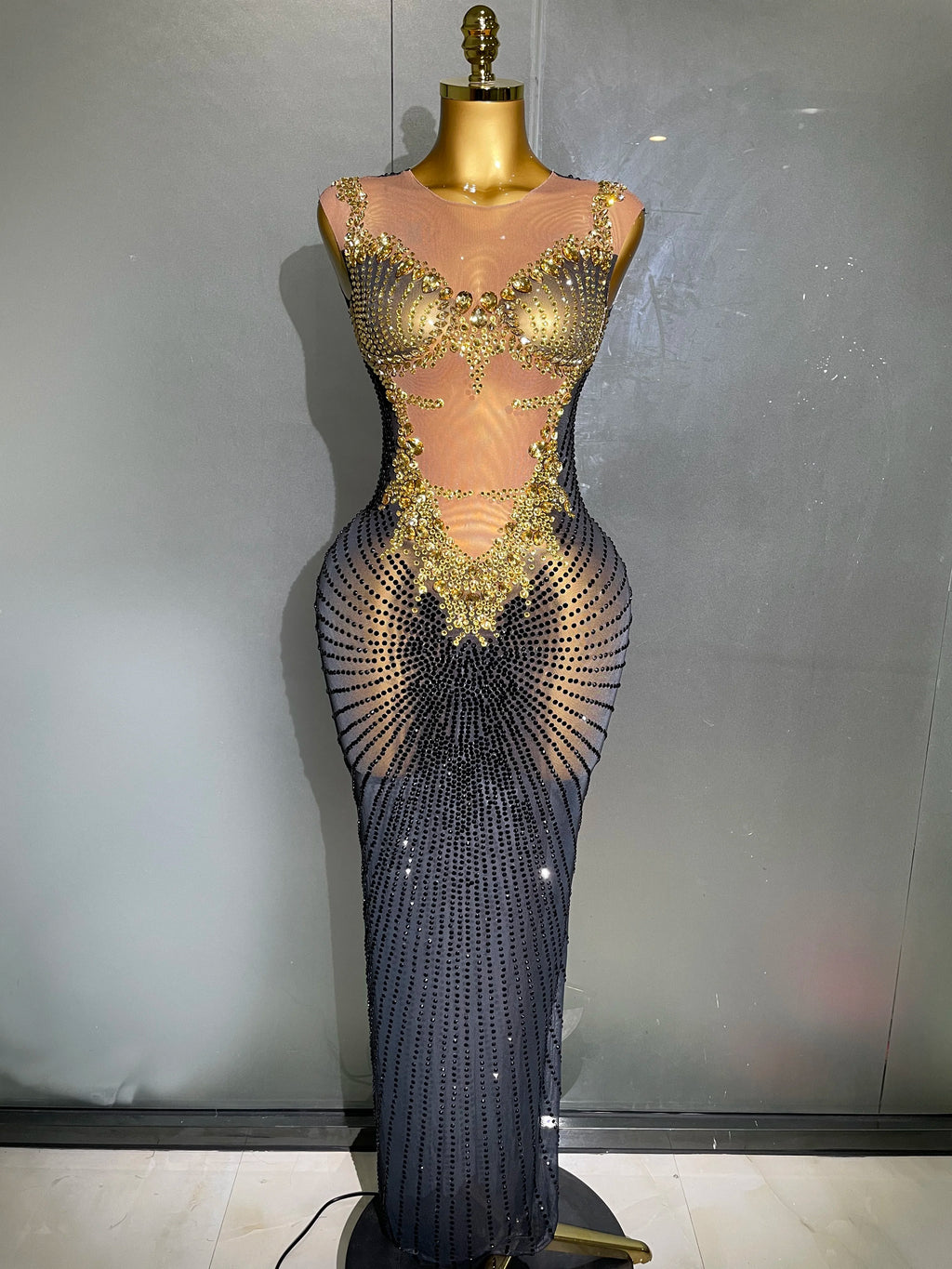 Sparkly Rhinestones Sleeveless Long Dress