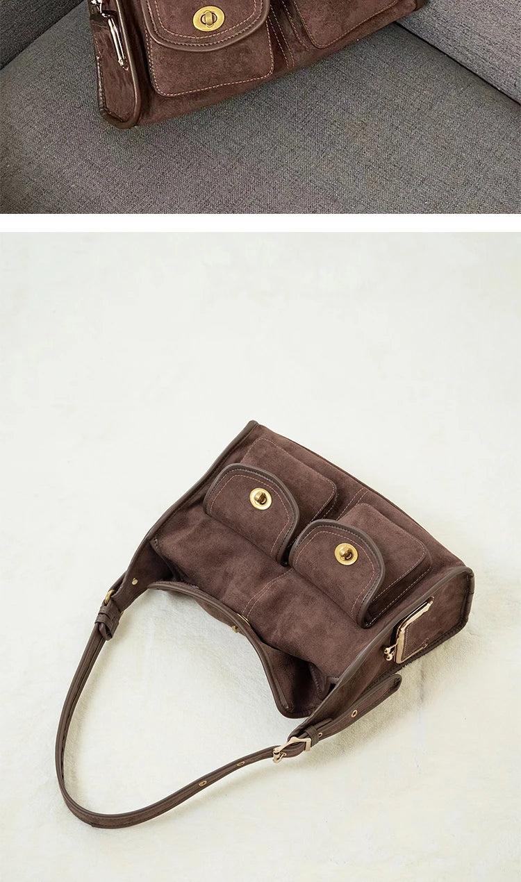 Women's Vintage Suede Pillow Crossbody Shoulder Bag