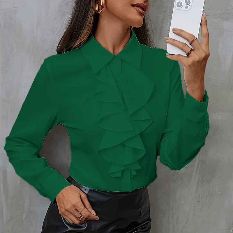 Ruffled Long Sve Work Blouse