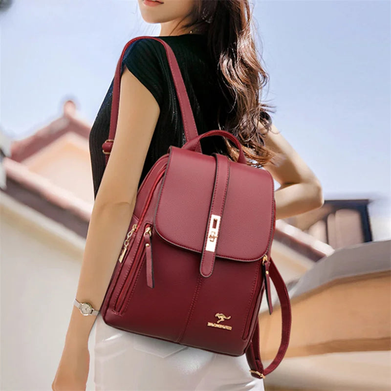 Vintage Leather Backpack for Women