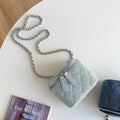 Mini Denim Chain Box Crossbody Bag