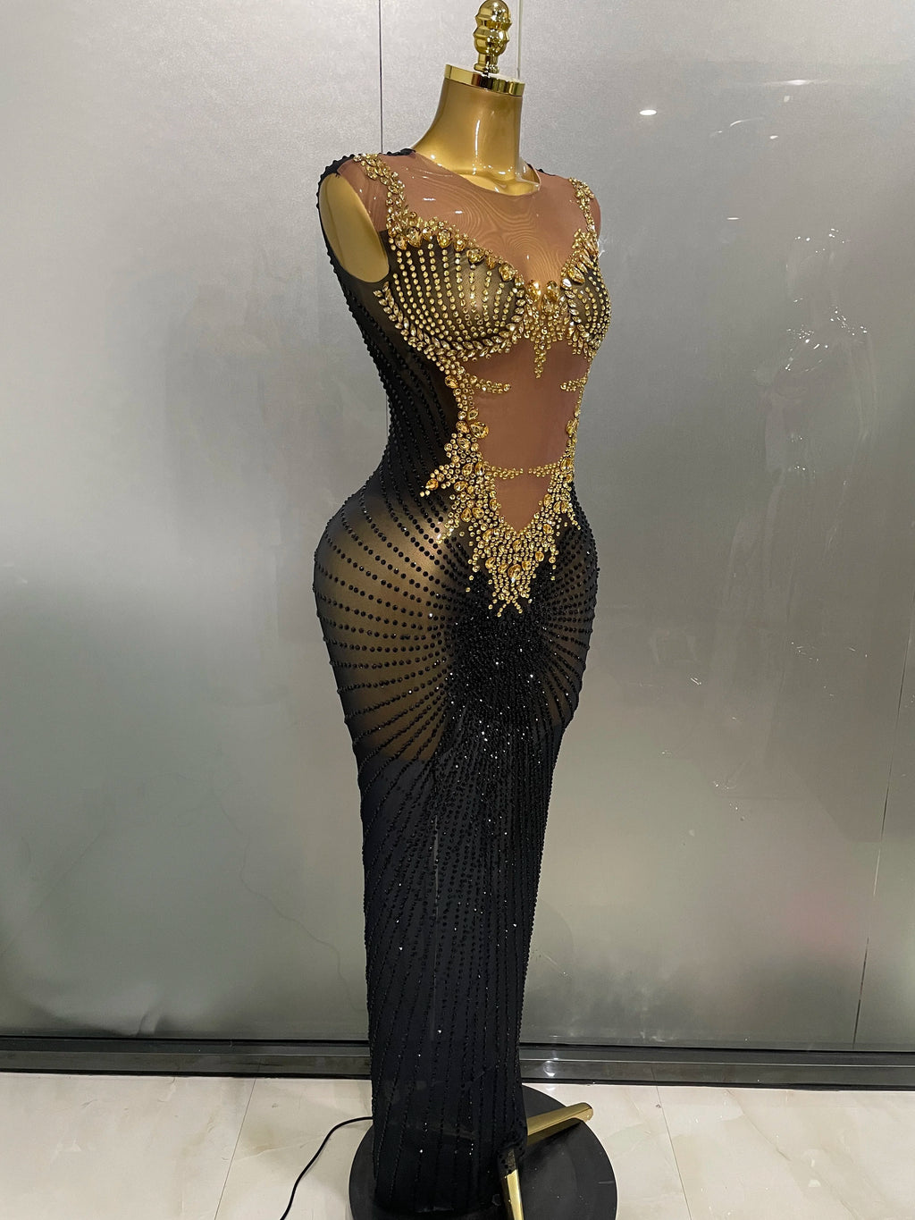 Sparkly Rhinestones Sleeveless Long Dress