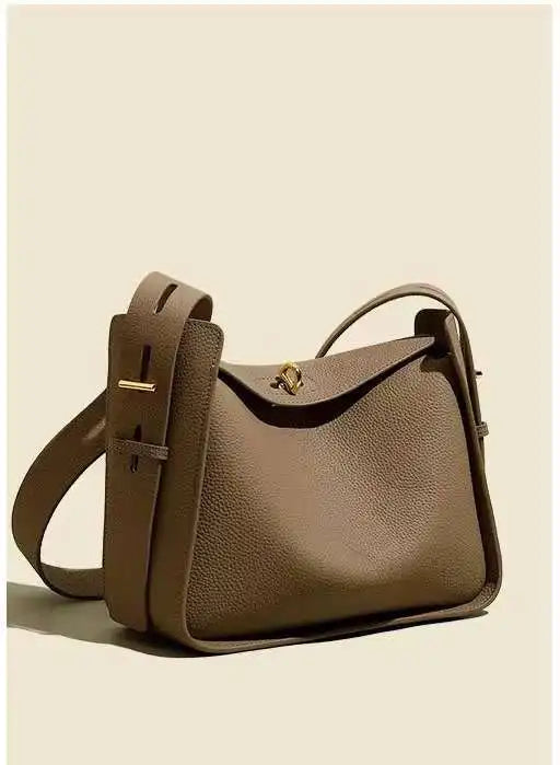Niche Luxury Cowhide Wide Strap Large Capacity Shoulder Bag