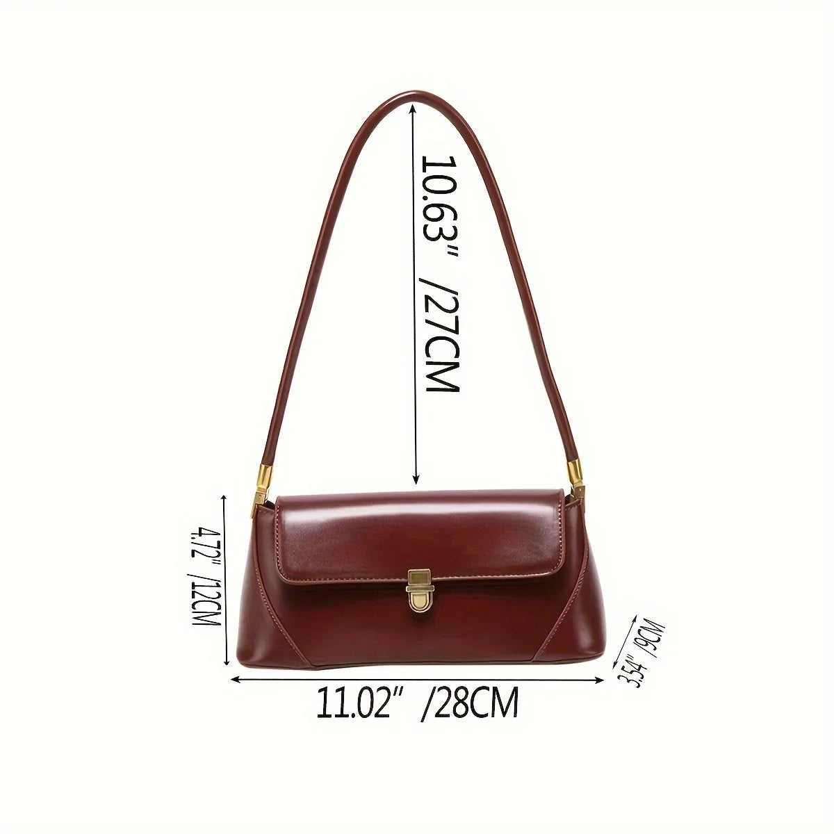 Vintage PU Baguette Underarm Commuter Handbag