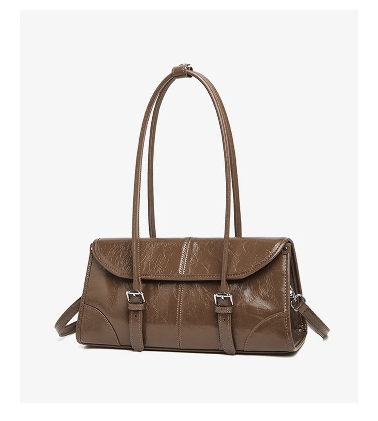 Women's Oversized Genuine Leather Retro Underarm Shoulder Bag