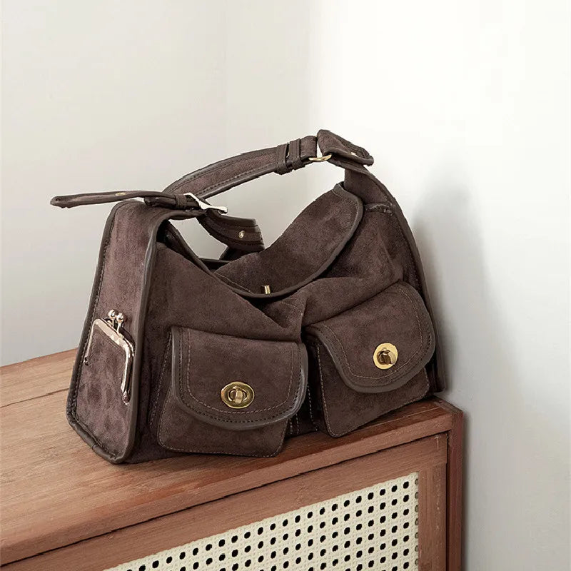 Women's Vintage Suede Pillow Crossbody Shoulder Bag