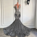 Silver Crystal Sequin Mermaid Gown