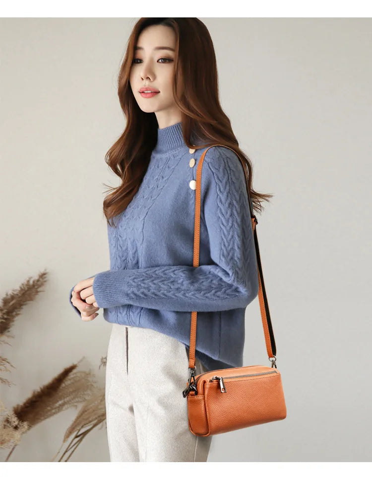 Genuine Cowhide Leather Shoulder Bag