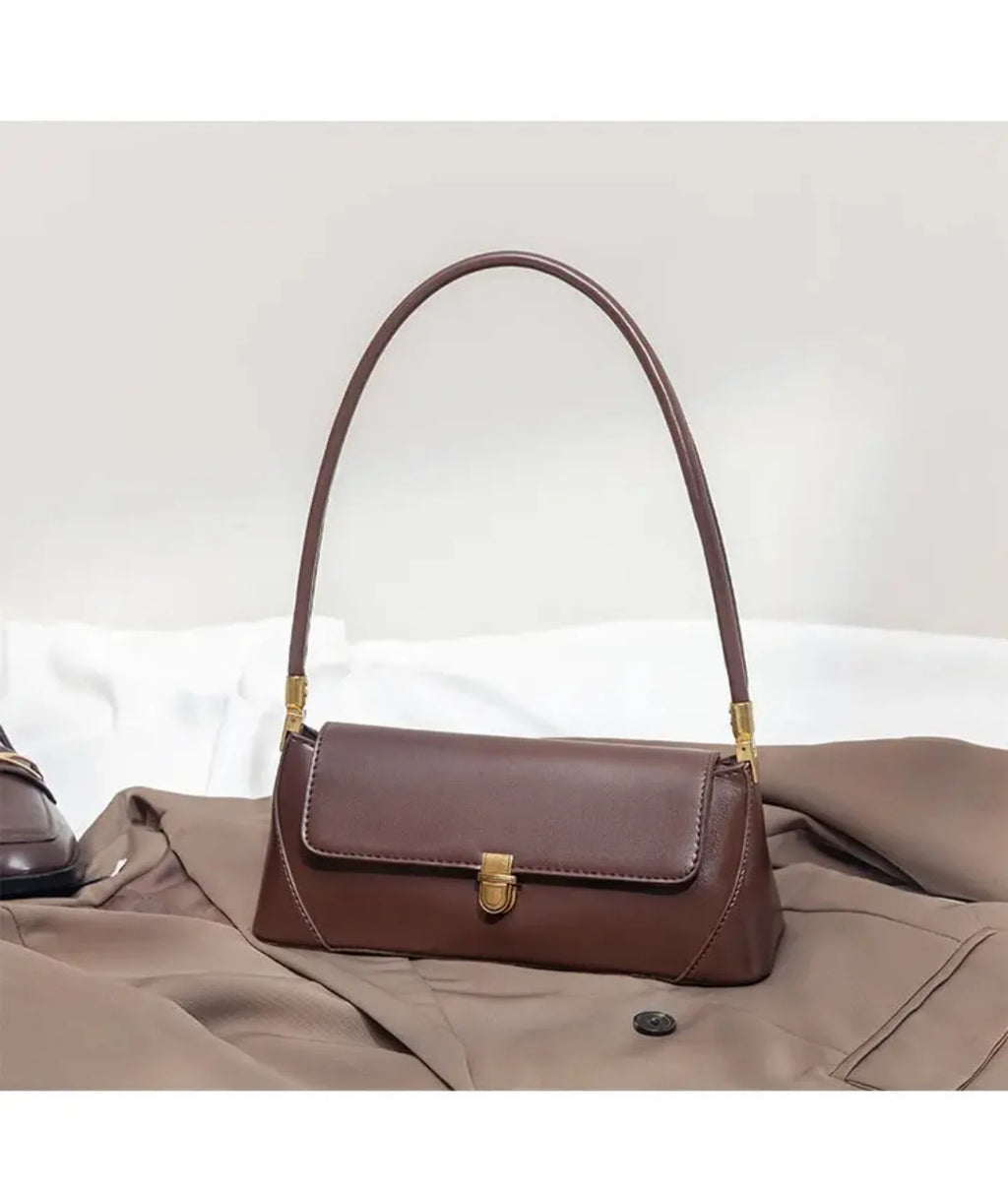 Vintage PU Baguette Underarm Commuter Handbag