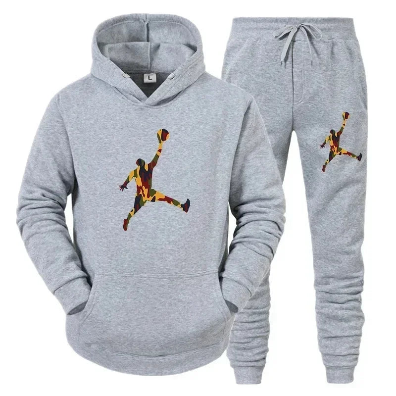 Men's Autumn Pullover Hoodie & Warm Pants Set