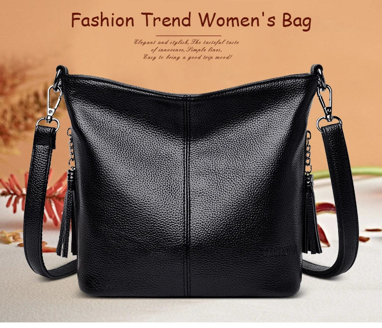Solid Color High Quality Leather Tote Bag