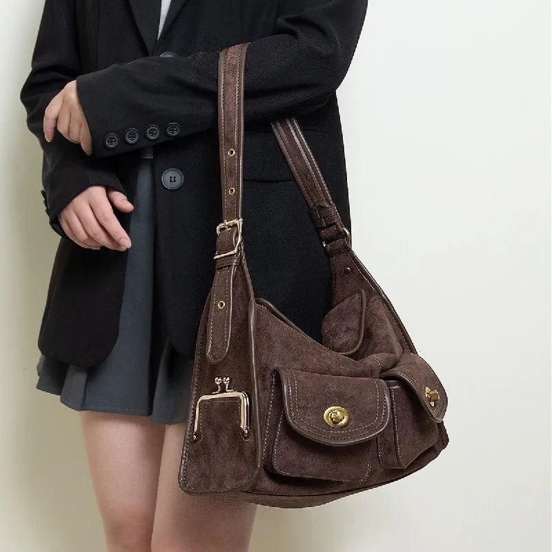 Suede Pillow Shoulder Crossbody Bag