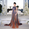 Cape Sleeve Halter Luxury Prom Dress | Women's Formal Evening Gown for Wedding - Nitamoje
