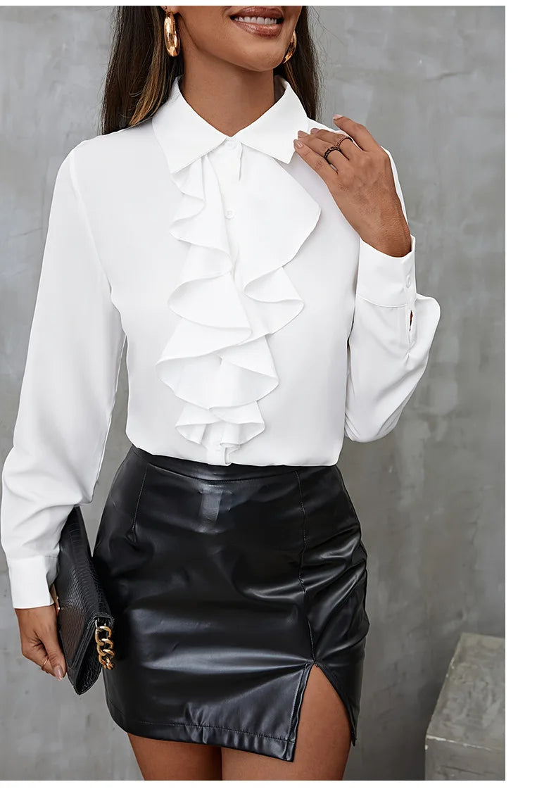 Ruffled Long Sve Work Blouse