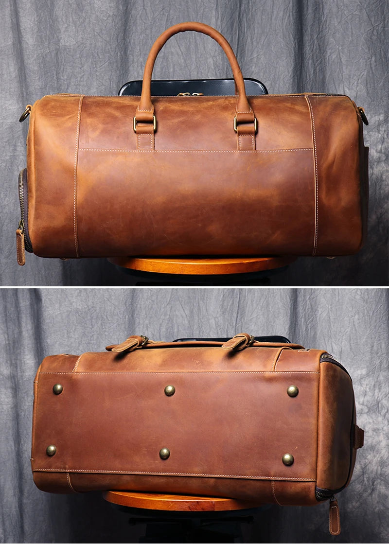 Vintage Crazy Horse Leather Duffle Bag