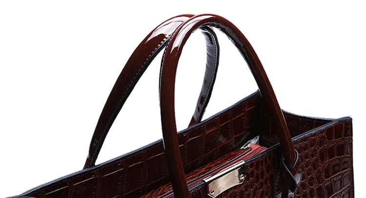 Luxury Vintage Crocodile Pattern Large Tote Bag