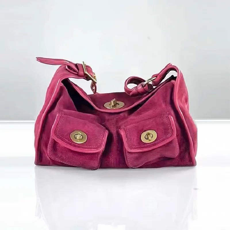 Women's Vintage Suede Pillow Crossbody Shoulder Bag - Nitamoje
