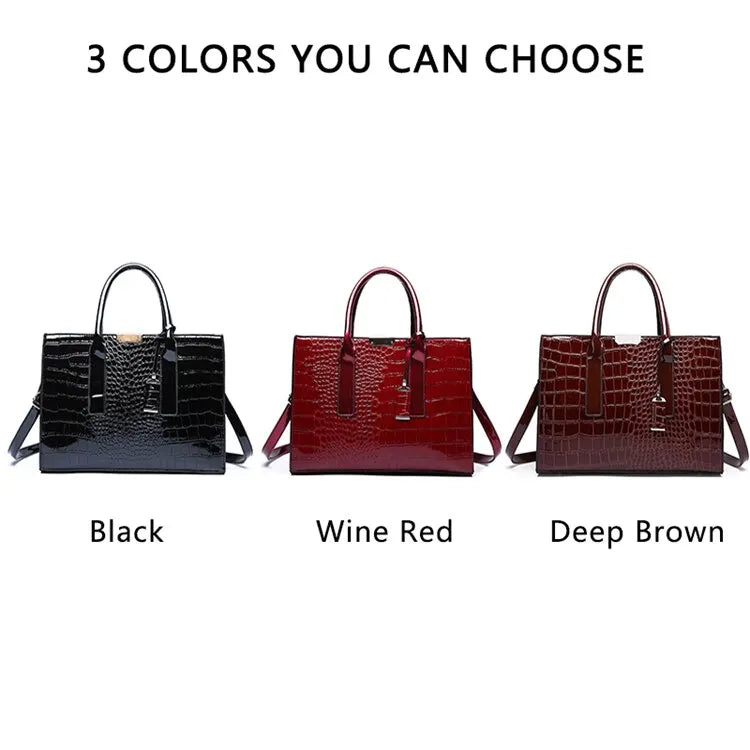 Luxury Vintage Crocodile Pattern Large Tote Bag
