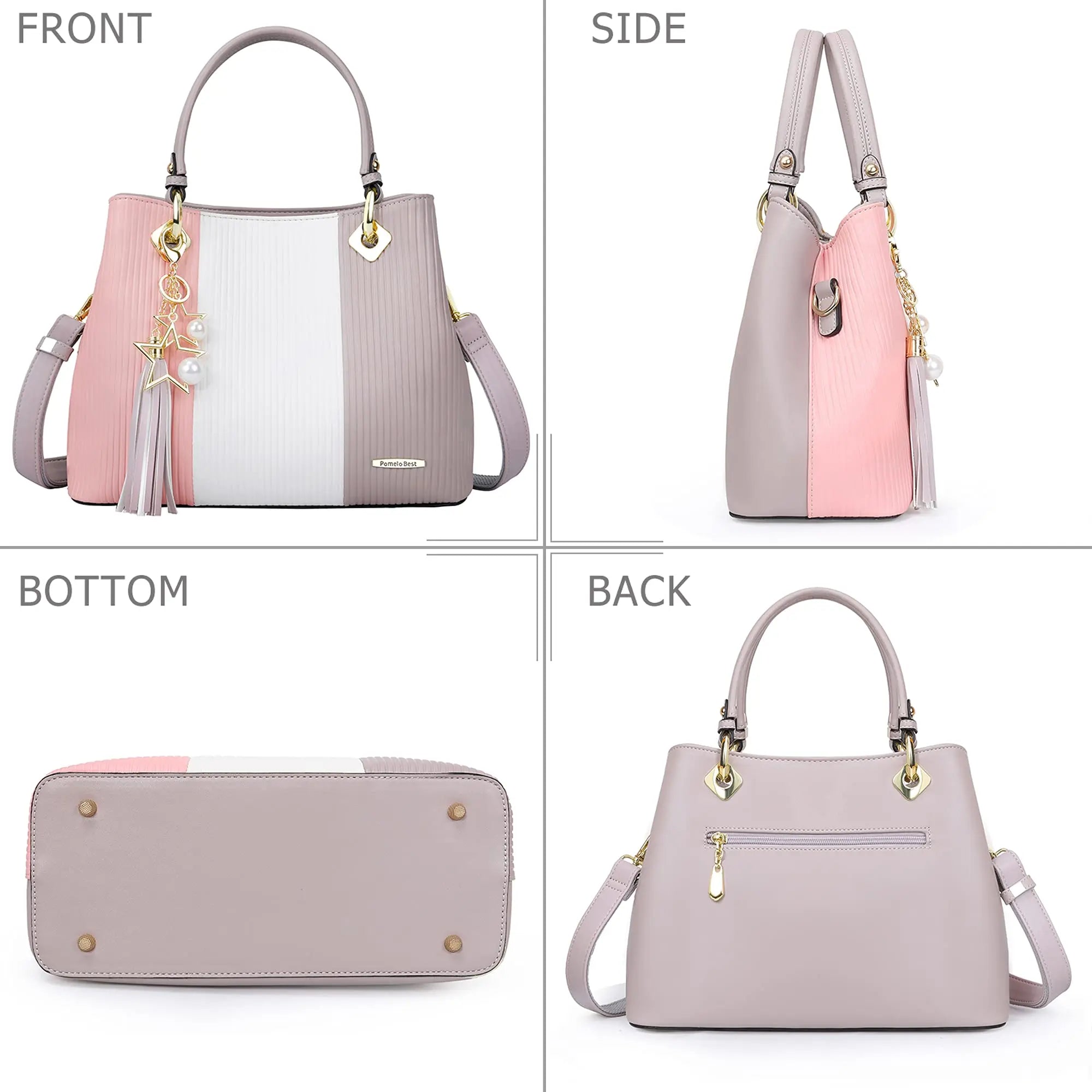 PU Leather Waterproof Multi-Pocket Tote Bag