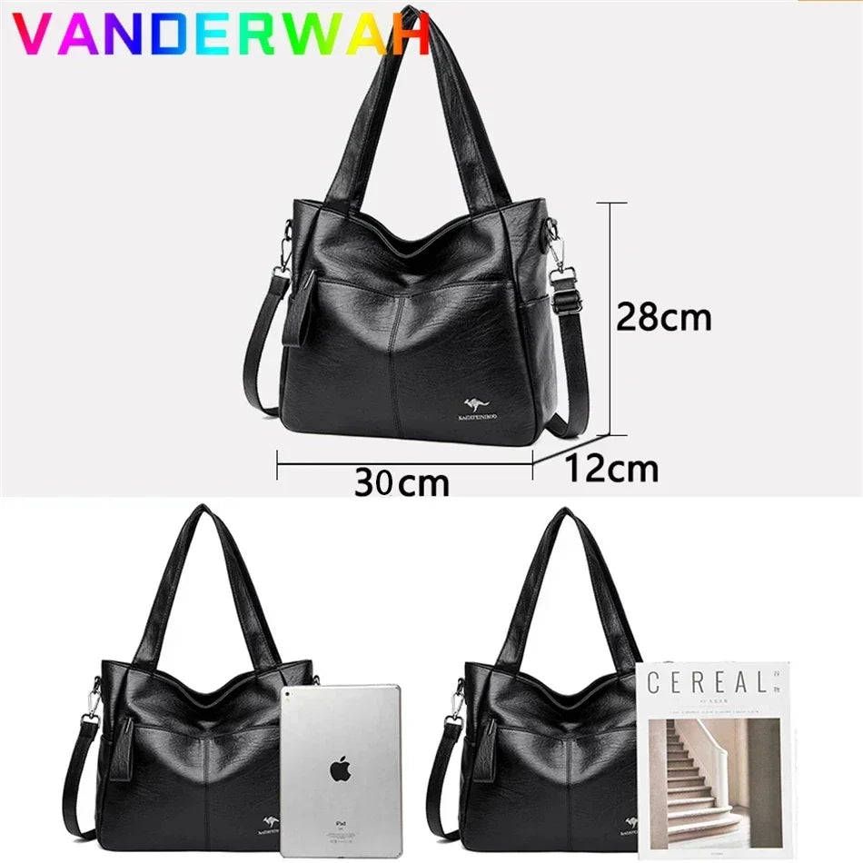 Luxury Leather Top Handle Tote Bag