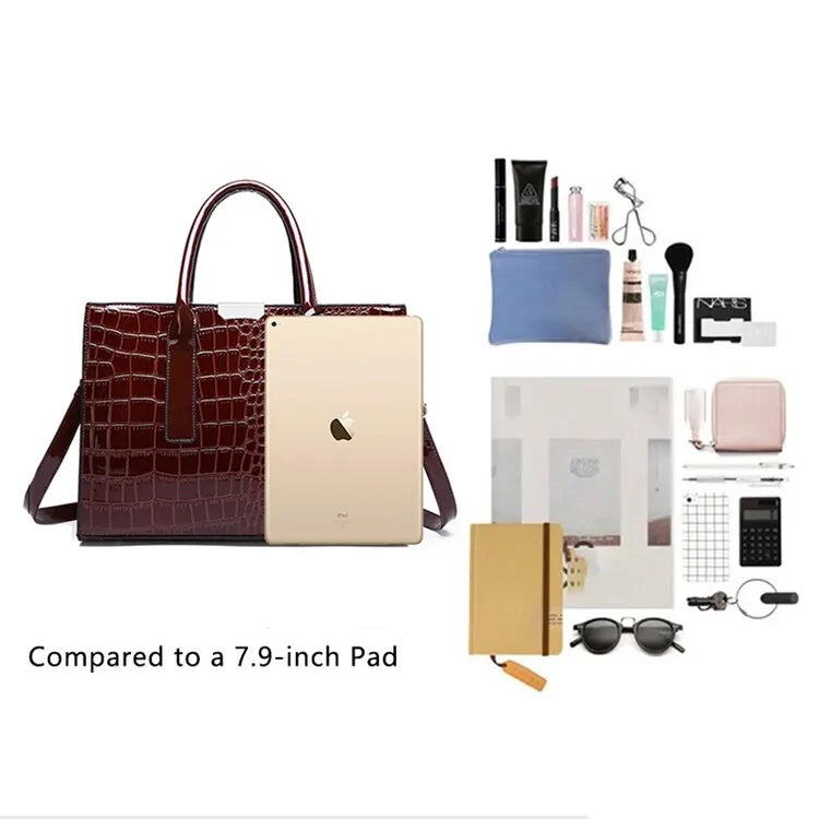 Luxury Vintage Crocodile Pattern Large Tote Bag