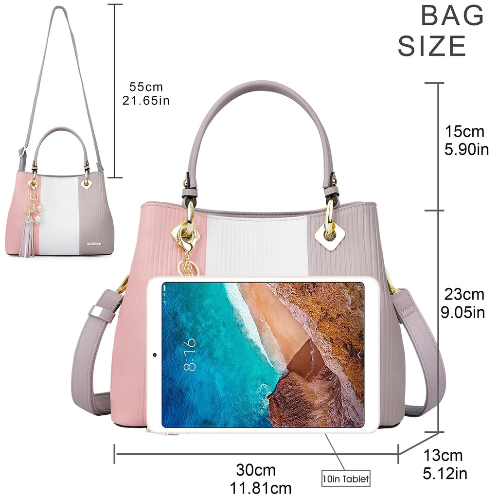PU Leather Waterproof Multi-Pocket Tote Bag