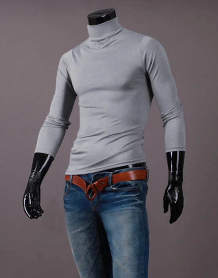Thermal Underwear Tops Men Winter Clothes Thermal Shirt Autumn Men's Winter Tights High Neck Thin flattering Fit Long Sve T-shirt