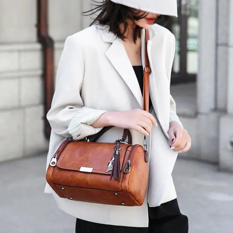 Tassel Decor Large Capacity Boston Crossbody