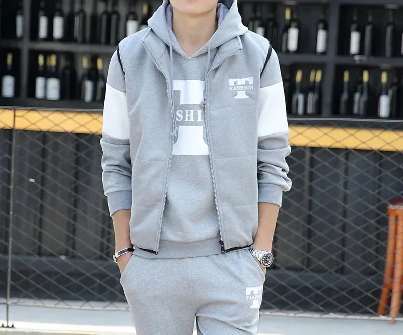 Men's 3-Piece Hoodie, Vest & Pants Set
