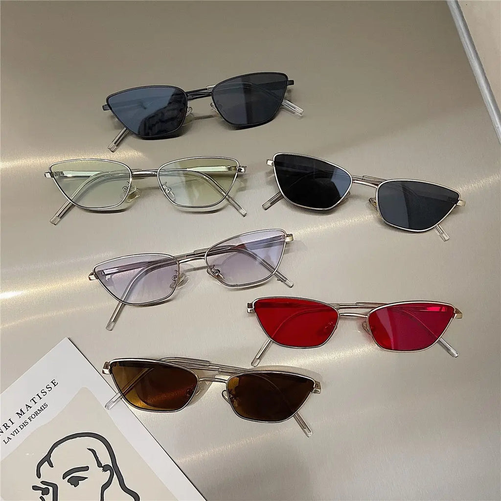 Fashion Cat Eye Sunglasses for Women Classic Anti-Reflective Vintage Square Metal Frame Sun Glasses Driving Eyewear UV400 Очки