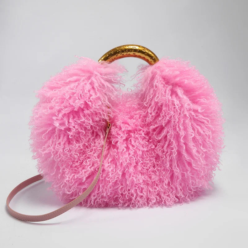 Winter Faux Wool Plush Furry Shoulder Bag