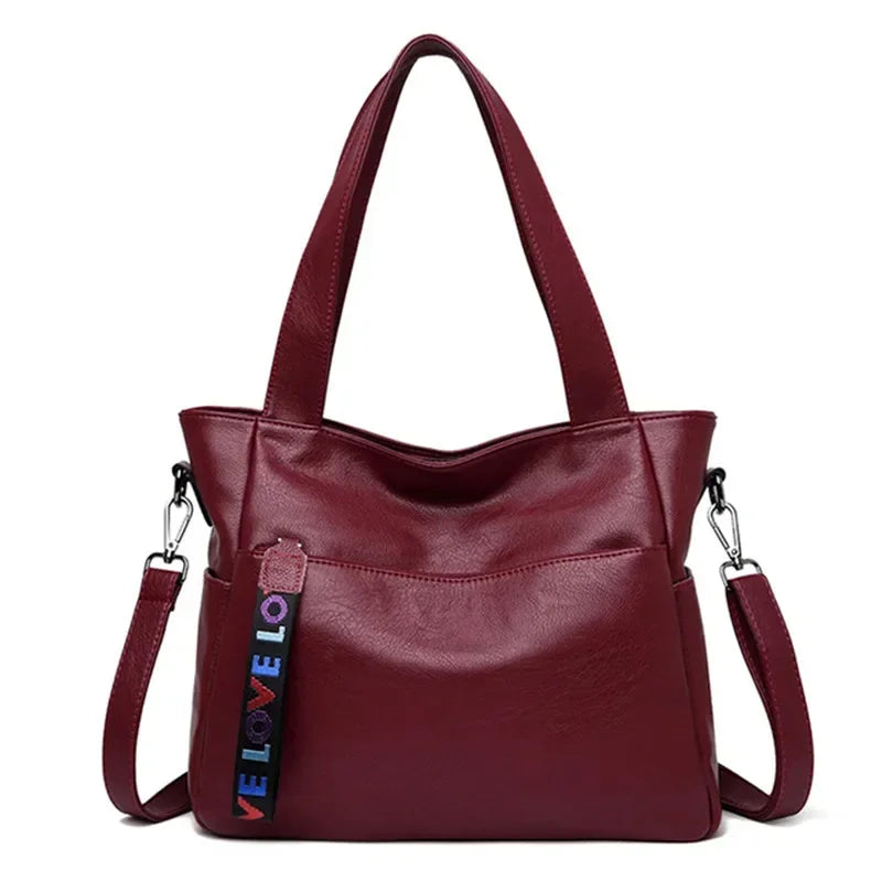 Luxury Leather Top Handle Tote Bag