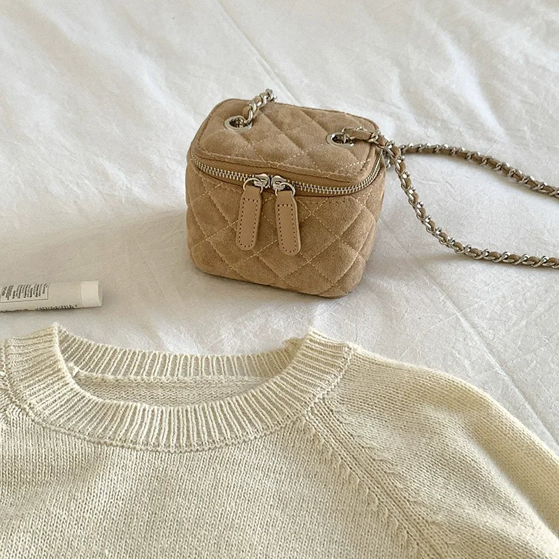 Mini Denim Chain Box Crossbody Bag