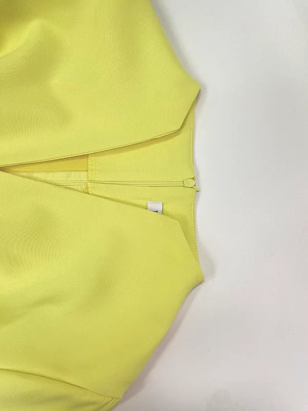 Gymystars Long Dresses with Sleeves Yellow Summer Dress Woman 2026 Fashion A - Line V - Neck Casual Pleated Party Mini Dress Female - Nitamoje