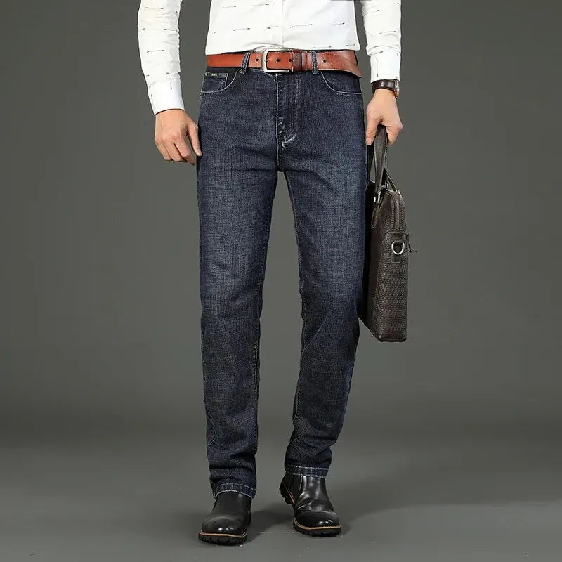 Wthin Business Men's Jeans | Casual Straight Stretch Fashion Classic Blue Black Denim Trousers