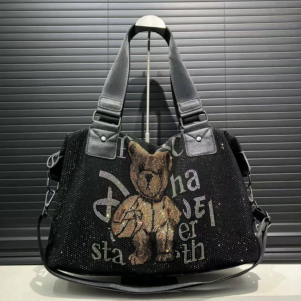 Diamond Teddy Bear Shiny Shoulder Bag