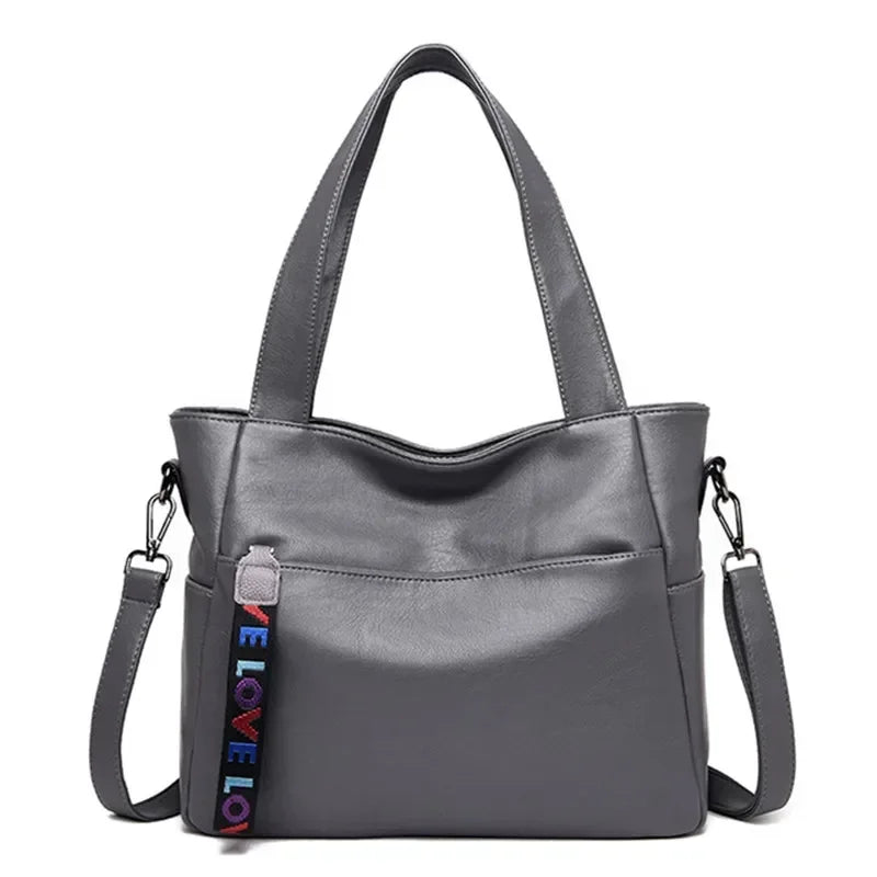 Luxury Leather Top Handle Tote Bag