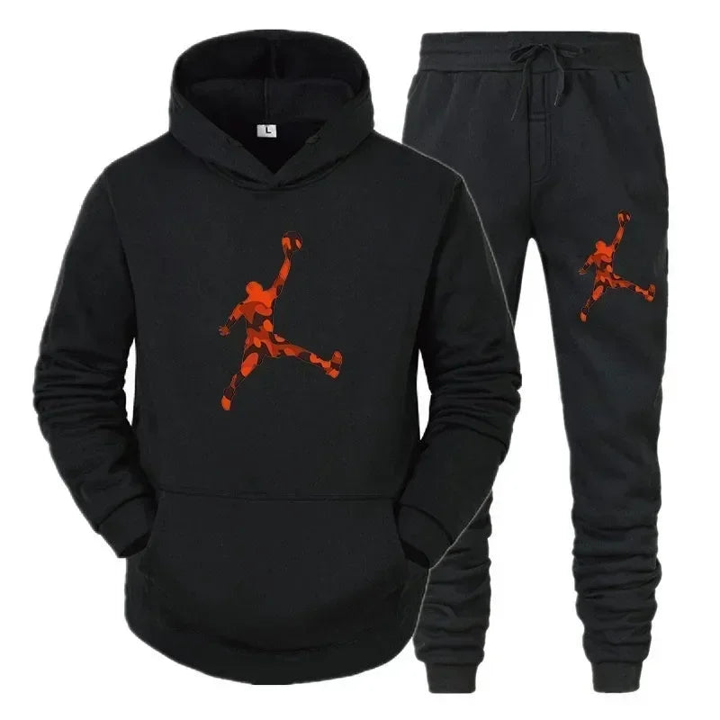 Men's Autumn Pullover Hoodie & Warm Pants Set