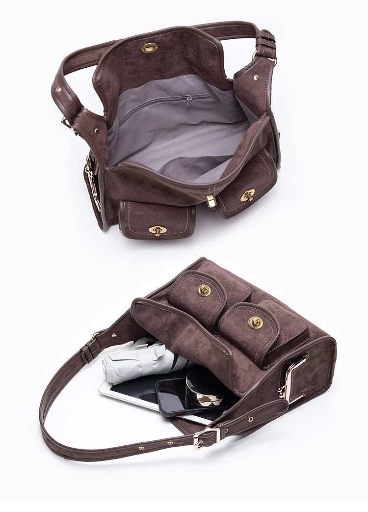 Women's Vintage Suede Pillow Crossbody Shoulder Bag