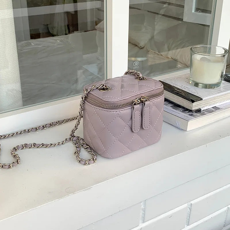 Mini Denim Chain Box Crossbody Bag