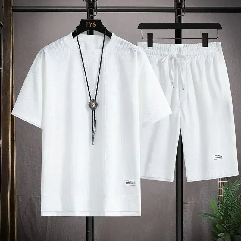 Men Summer Tracksuit Short T-Shirt +Shorts Set Sports Fashion Outfit Casual Sets Oversized Male Clothing Streetwear Suit for Men