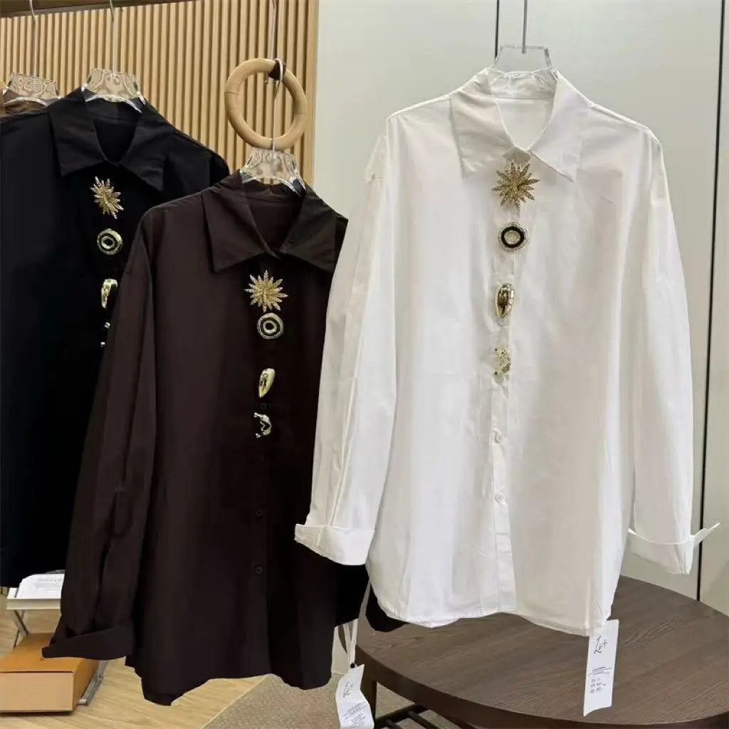Classic White & Black Long Sve Blouse