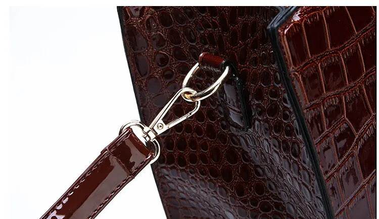 Luxury Vintage Crocodile Pattern Large Tote Bag