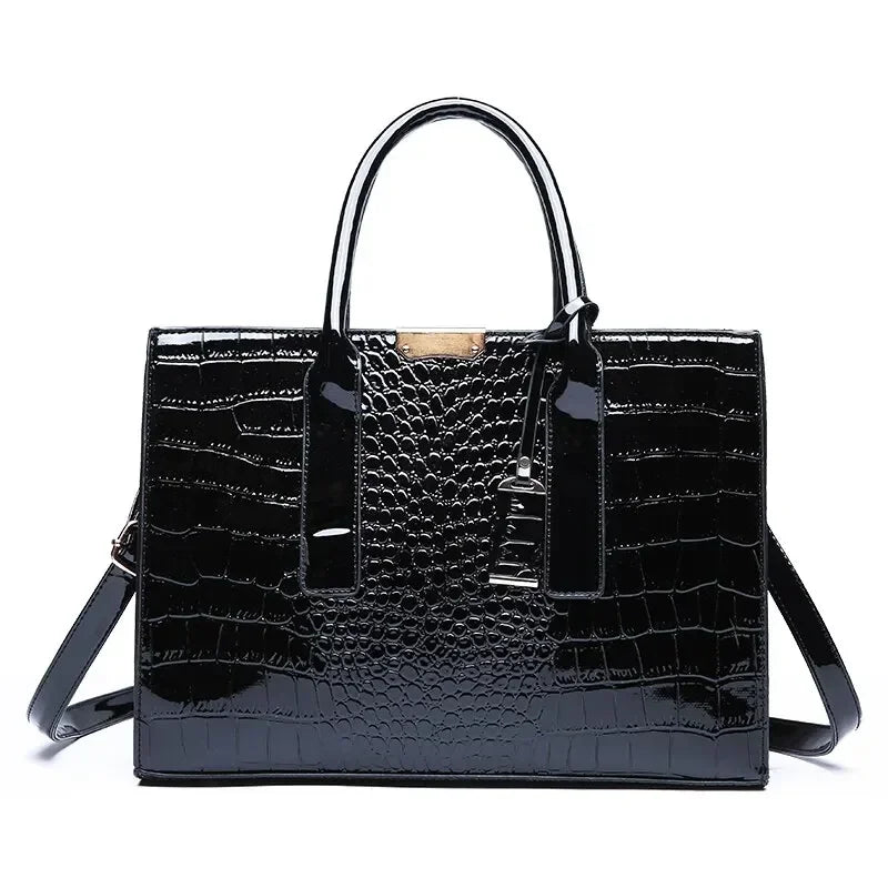 Luxury Vintage Crocodile Pattern Large Tote Bag