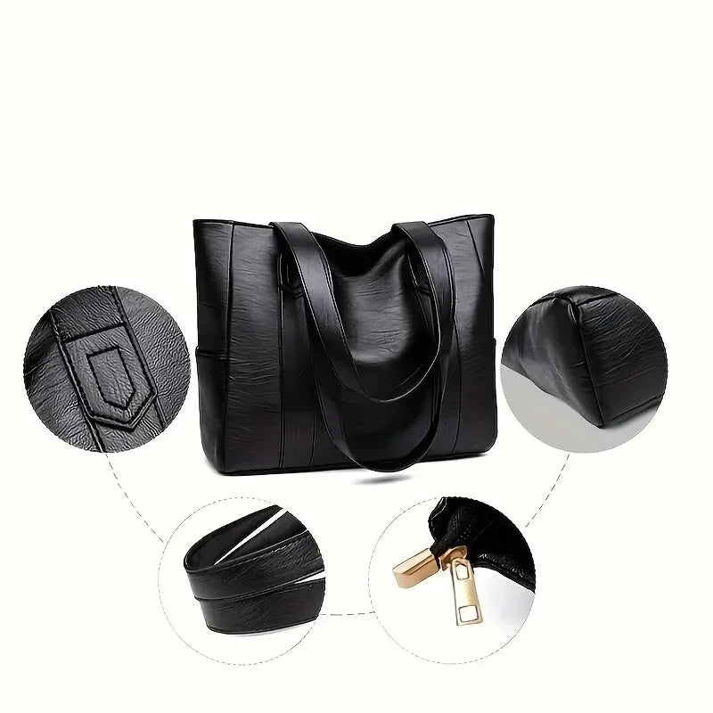 Vintage Ladies Bag Large Capacity Handbag , Vintage Plain Shoulder Bag , Ladies Commuter Casual Handbag
