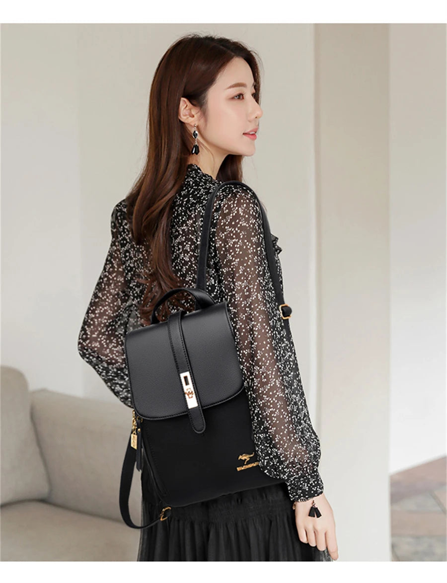 Vintage Leather Backpack for Women